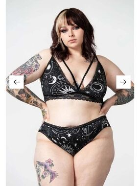 Killstar Black Celestial Lace Bralette & Bikini Set